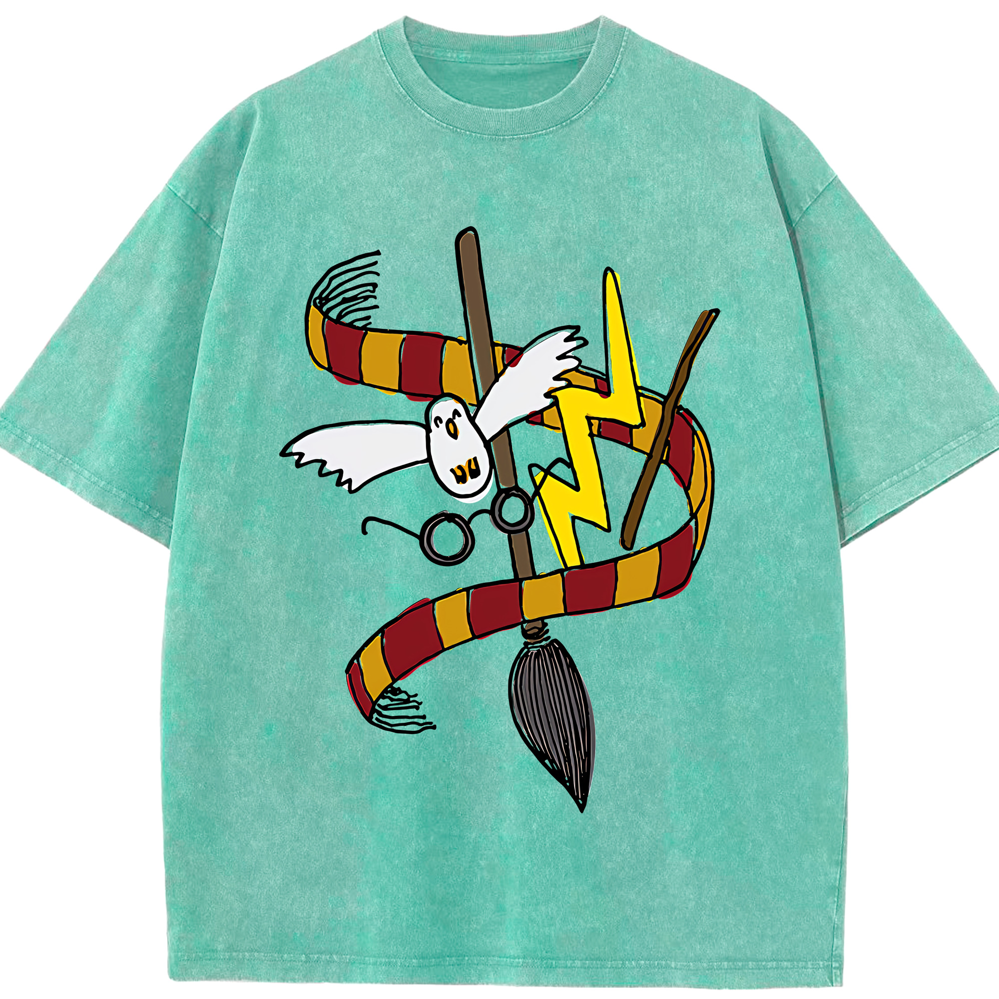 （画像用） Harry Potter ハリー・ポッターシリーズ 綿100% ヴィンテージ風 半袖Tシャツ（フロントプリント）